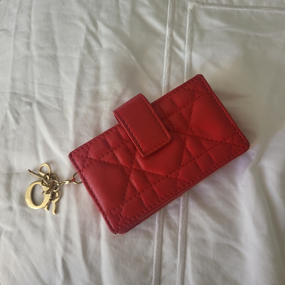 Dior Handbags - Limited Edition Lady Dior 5 gusset card holder red leather wallet